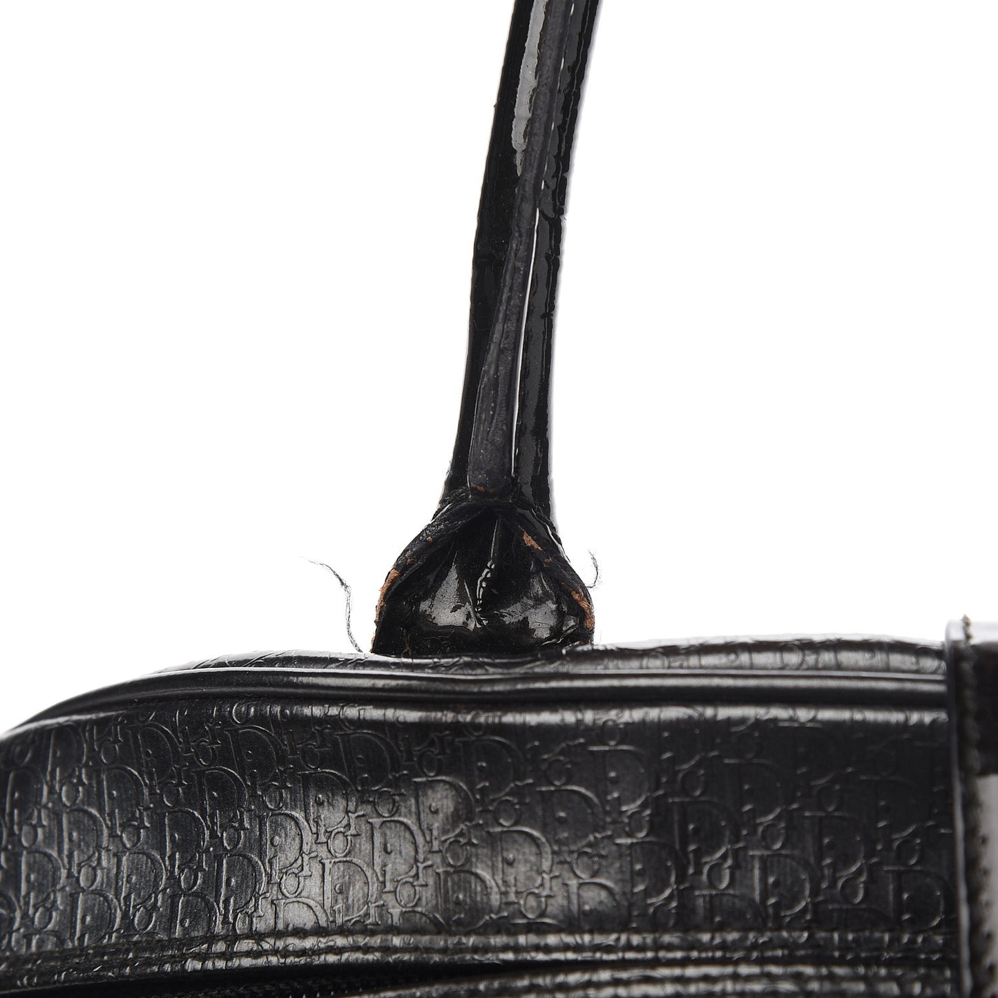 Patent Calfskin Embossed Saddle Bowler Black