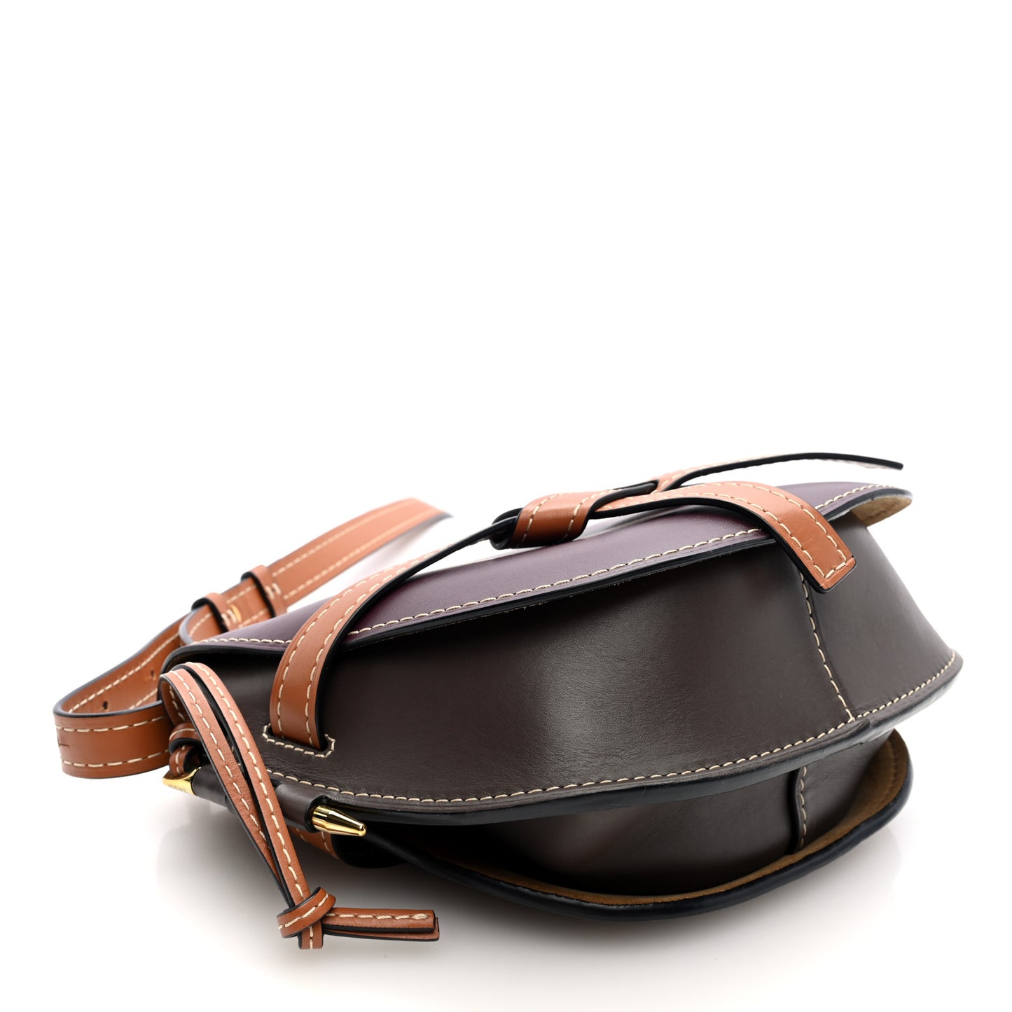 Calfskin Small Gate Crossbody Bag Oxblood Tan Taupe