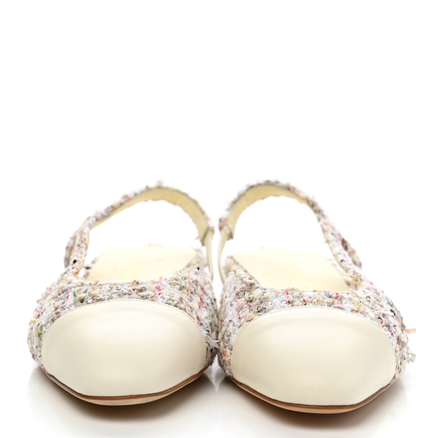 Tweed Grosgrain Cap Toe CC Slingback Flat 38.5