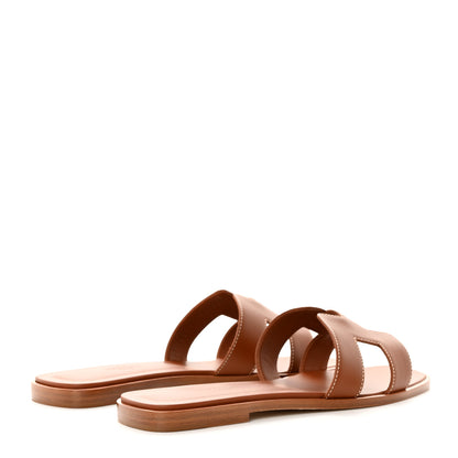 Hermes Box Calfskin Oran Sandals 38 Gold 4 of 9
