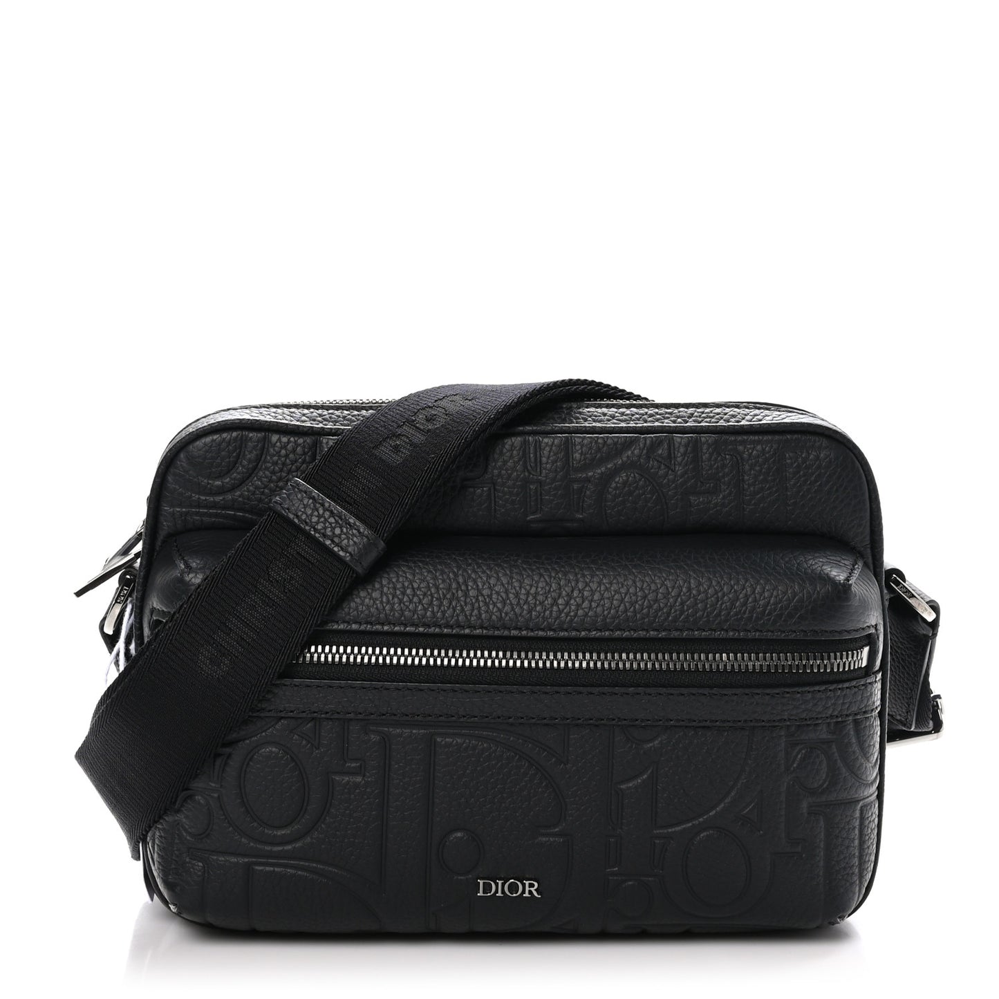 Grained Calfskin Embossed Dior Gravity Rider Zipped 2.0 Messenger Black