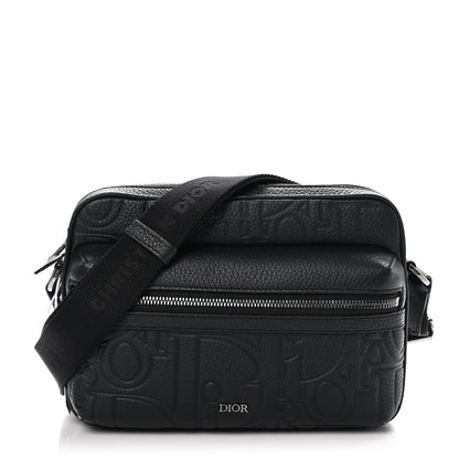 Christian Dior Grained Calfskin Embossed Dior Gravity Rider Zipped 2.0 Messenger Black 1 of 12