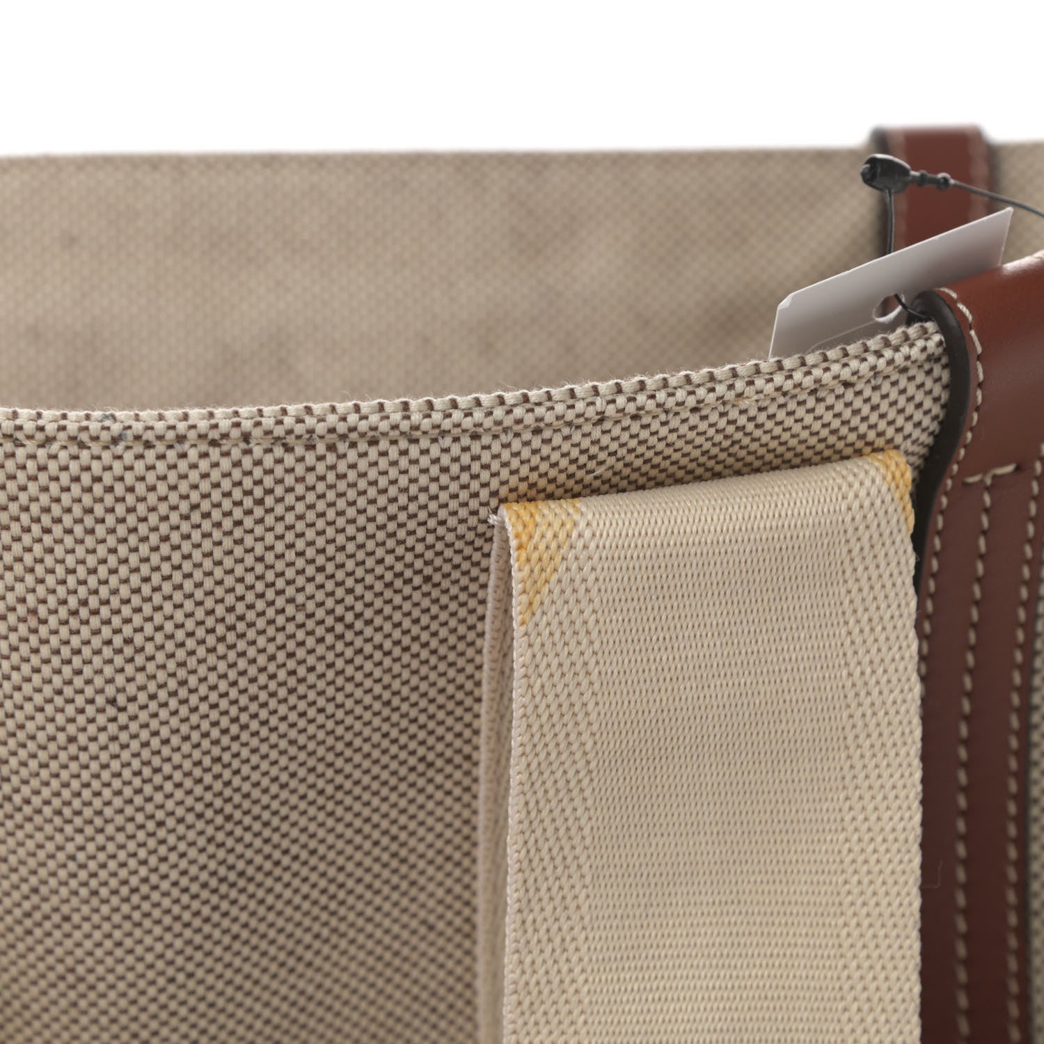 Chloe Cotton Calfskin Large Woody Ribbon Tote White Brown 5 of 6