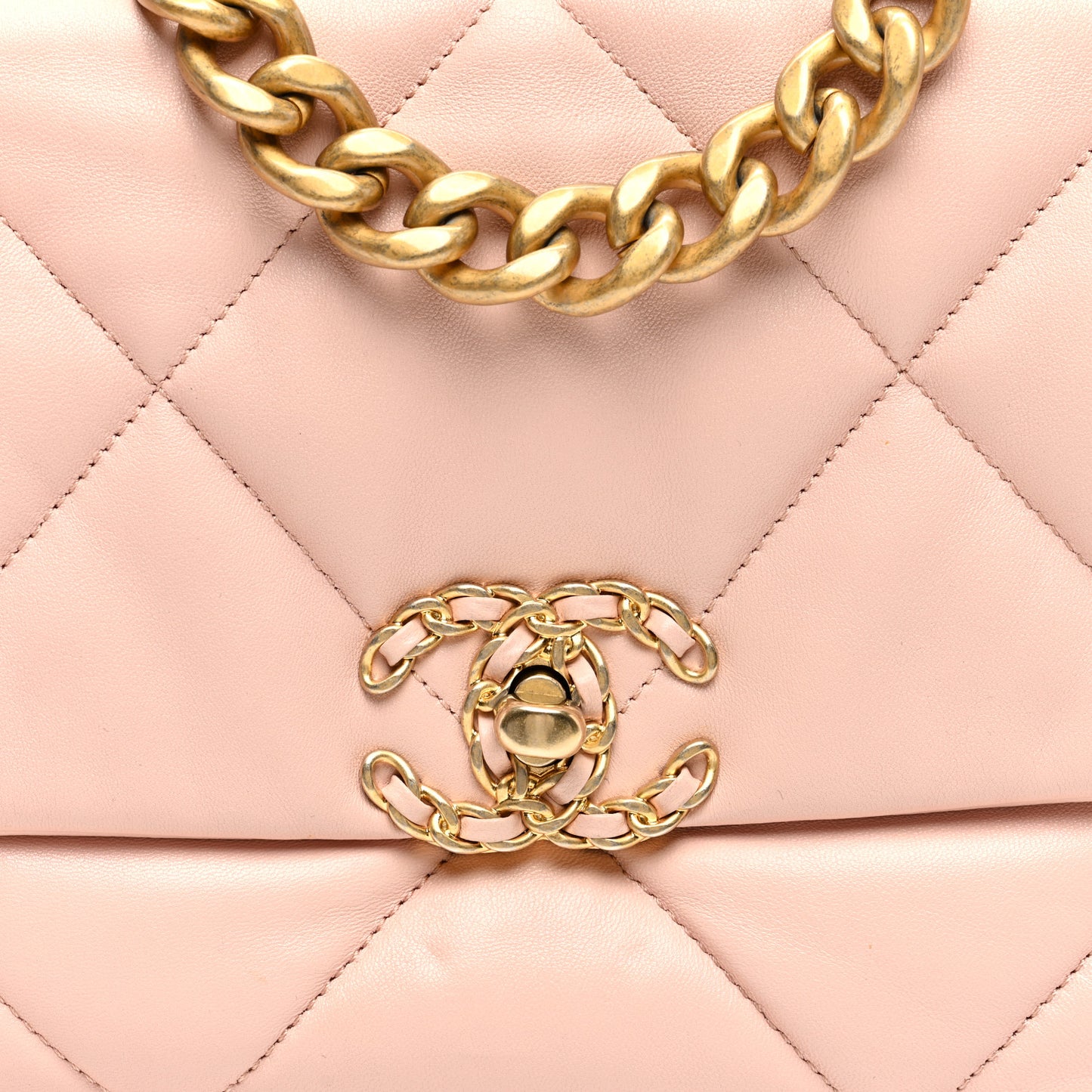 Goatskin Quilted Medium Chanel 19 Flap Light Pink