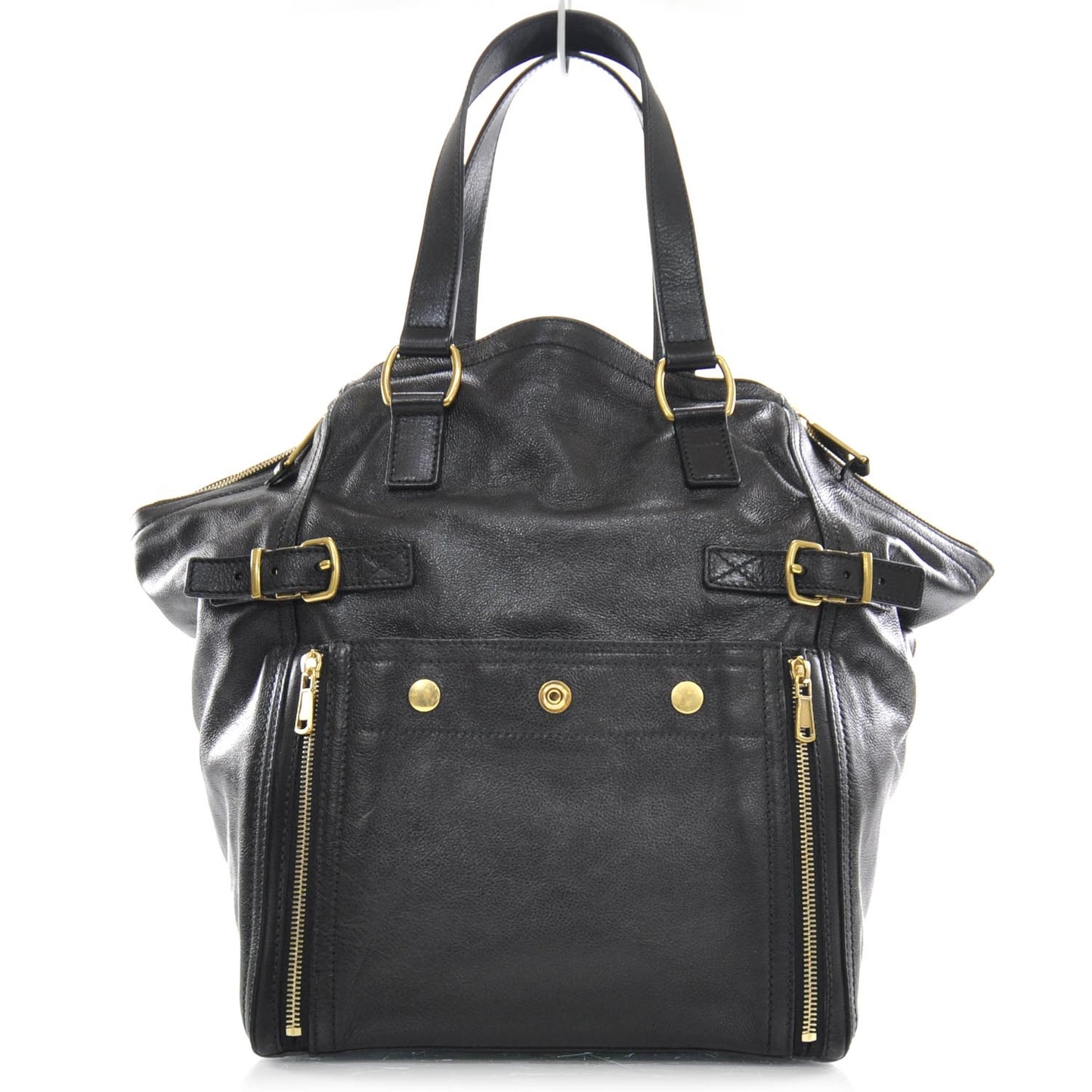 Leather Medium Downtown Tote Black