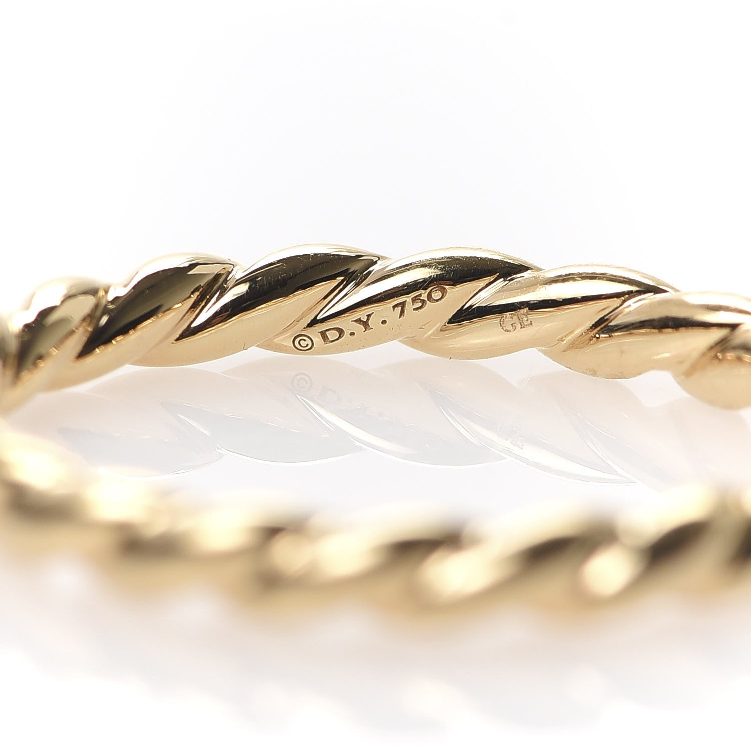 David Yurman 18K Yellow Gold 2mm Cable Classics Band Ring 57 8 4 of 4