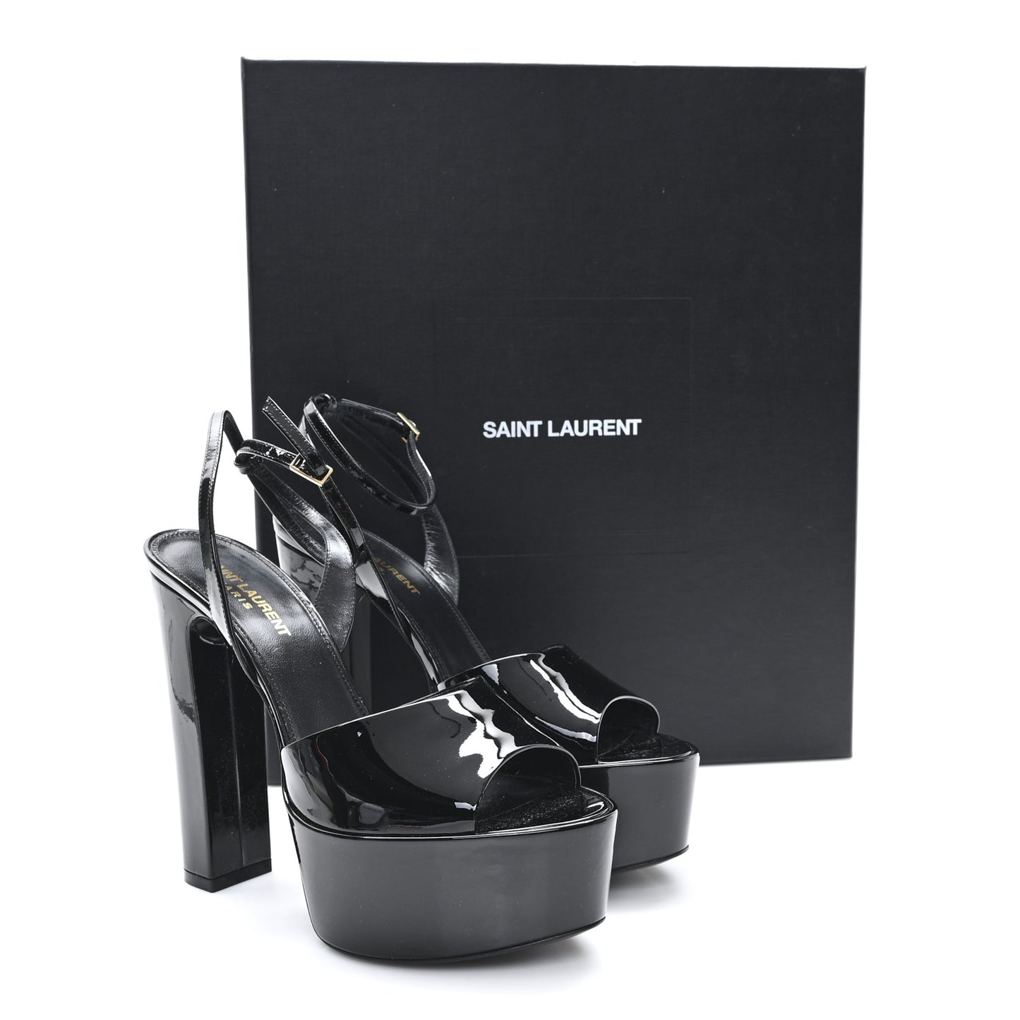 Patent Jodie 95 Platform Sandals 38 Black