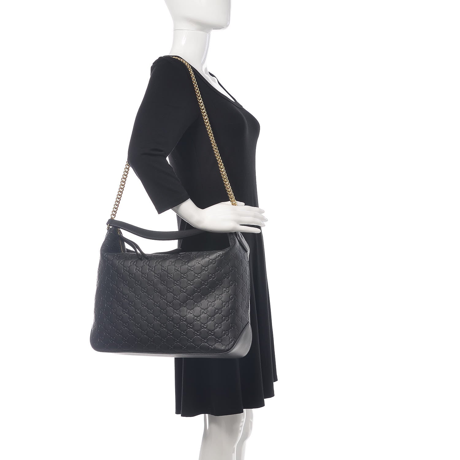 Gucci Guccissima Signature Large Linea A Hobo Black 2 of 9