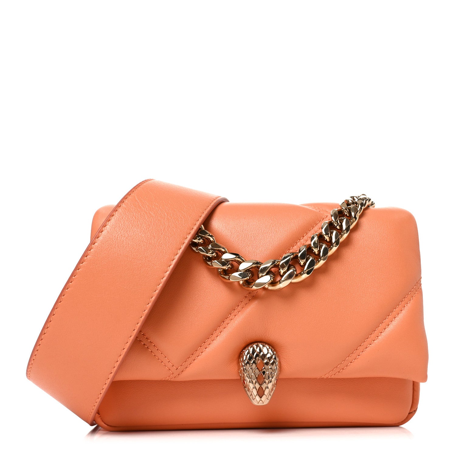 Bulgari Calfskin Matelasse Mini Serpenti Cabochon Crossbody Bag Orange 1 of 8