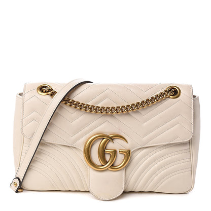 Gucci Calfskin Matelasse Medium GG Marmont Shoulder Bag White 1 of 18