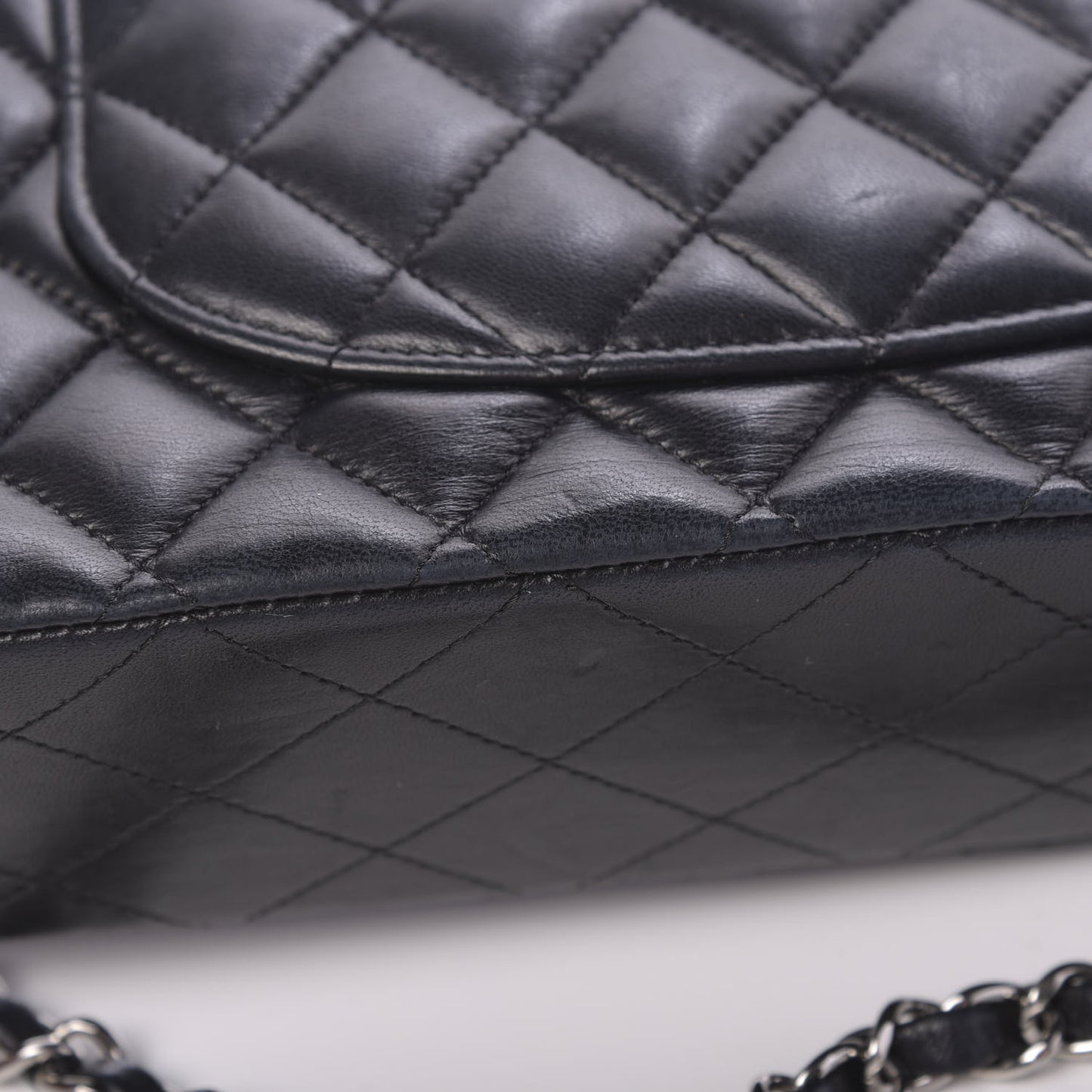 Lambskin Quilted Medium Double Flap Black
