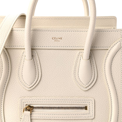Celine Drummed Calfskin Nano Luggage Ivory 10 of 10