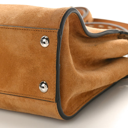 Fendi Suede Macro Stitchings Mini Peekaboo Iconic Satchel Marrone 10 of 14