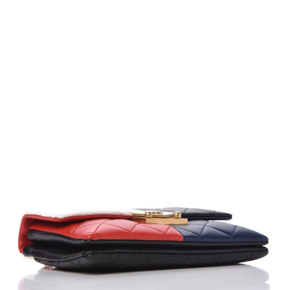 Chanel Lambskin Quilted Tri-Color Pagoda Wallet On Chain WOC Red White Blue Black 4 of 10