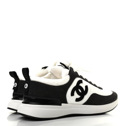 Chanel Nylon Suede Calfskin CC Sneakers 38 White Dark Grey 4 of 8
