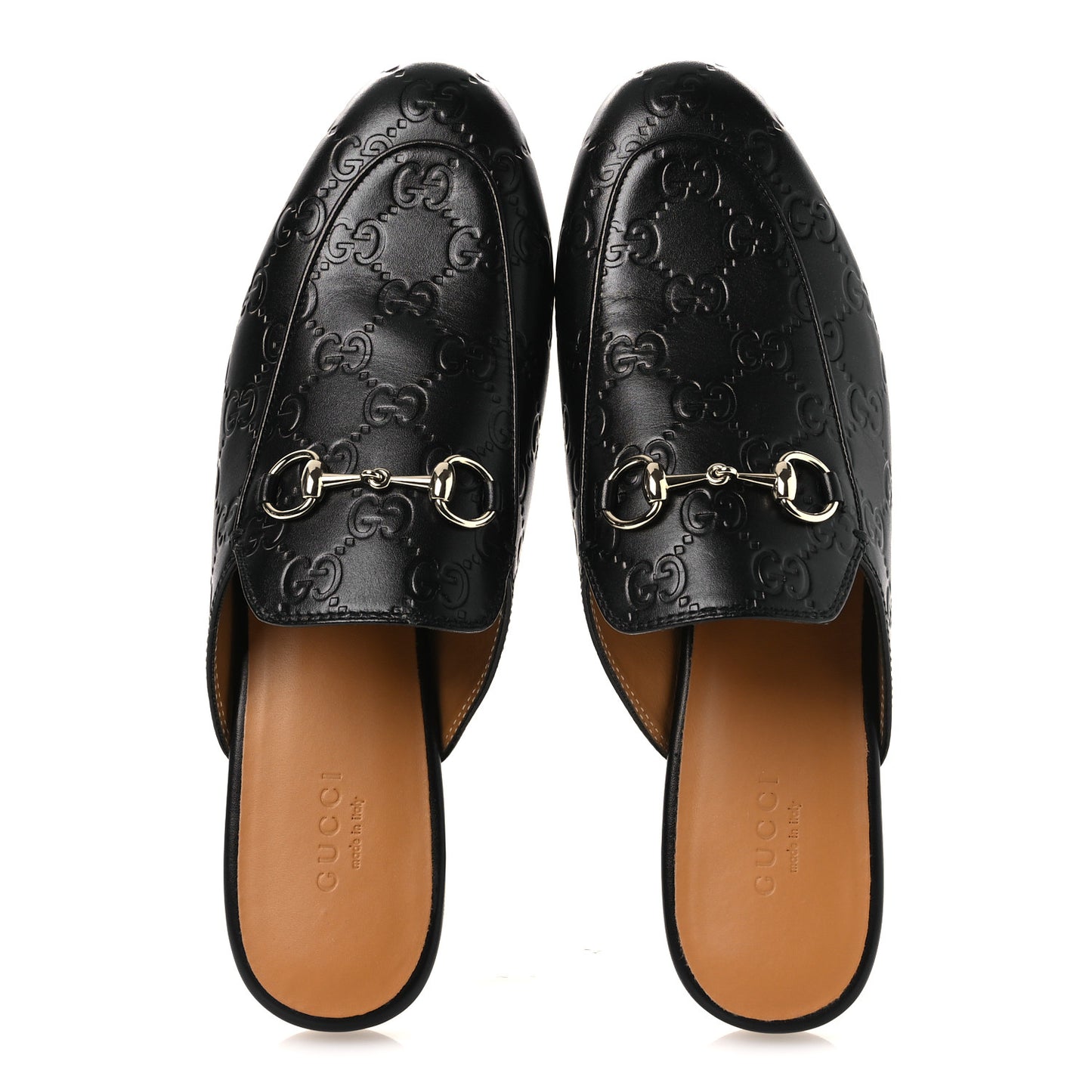 Glamour Calfskin Guccissima Womens Princetown Slippers 37.5 Black