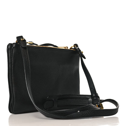 Prada Vitello Phenix Double Zip Crossbody Bag Black 3 of 11