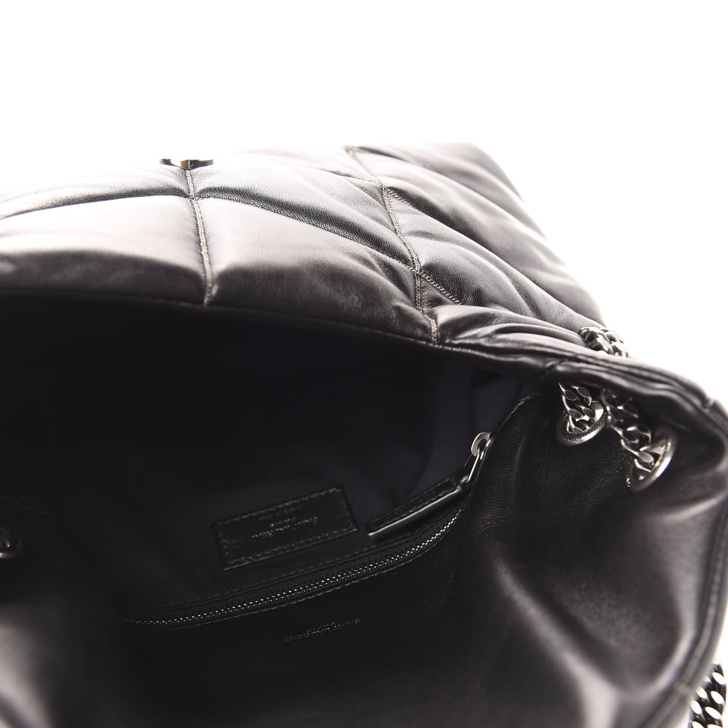 Saint Laurent Lambskin Quilted Small Loulou Puffer Monogram Chain Satchel Black 5 of 11
