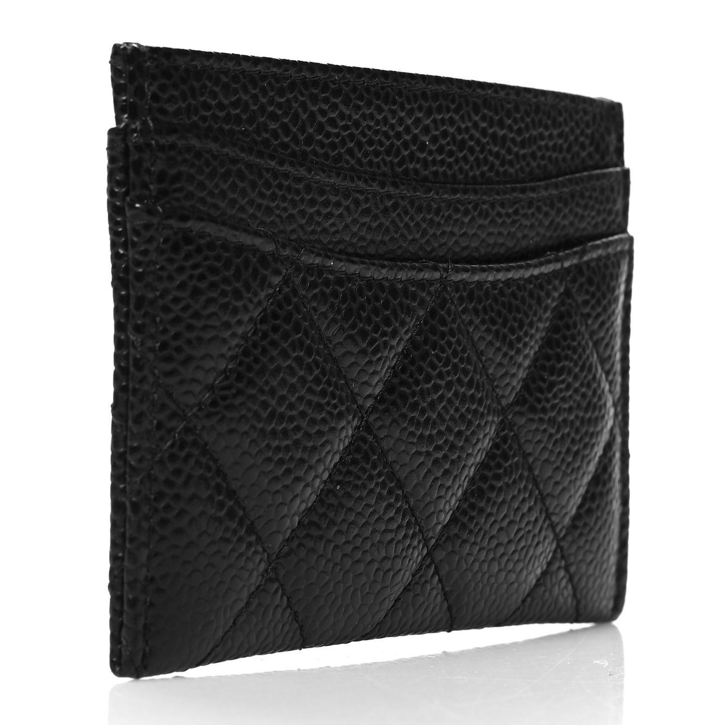 Caviar Quilted Card Holder Black