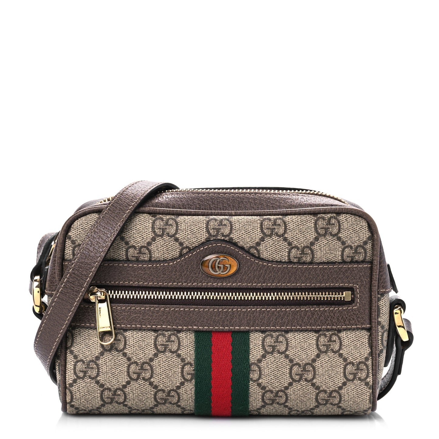 GG Supreme Monogram Web Mini Ophidia Shoulder Bag Brown