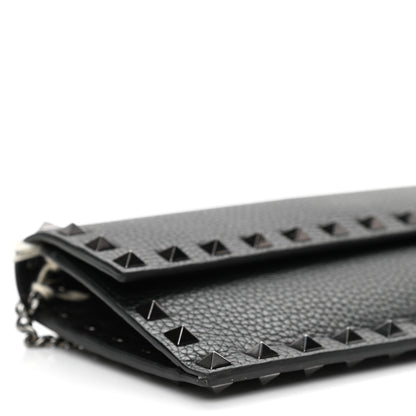 Valentino Garavani Grained Calfskin Rockstud Flap Wallet On Chain Black 7 of 8
