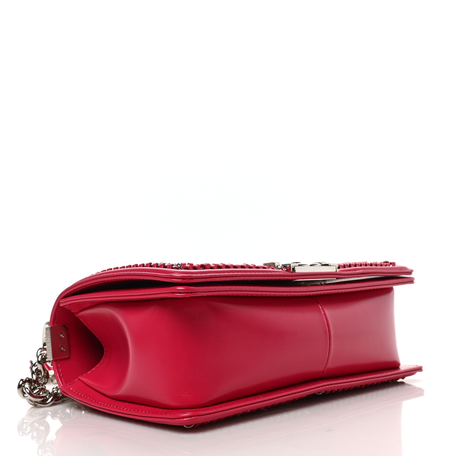 Chanel Glazed Calfskin Quilted Medium Chain Around Boy Flap Dark Pink 4 of 9