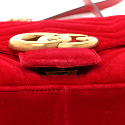 Gucci Velvet Matelasse Medium GG Marmont Shoulder Bag Hibiscus Red 13 of 17