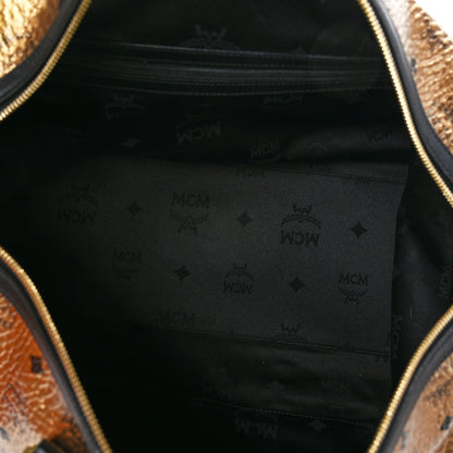 MCM Metallic Visetos Traveler Weekender Duffle Bag Gold 5 of 11