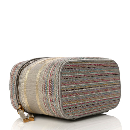 Christian Dior Canvas Embroidered Stripes Diortravel Vanity Case Multicolor 4 of 10