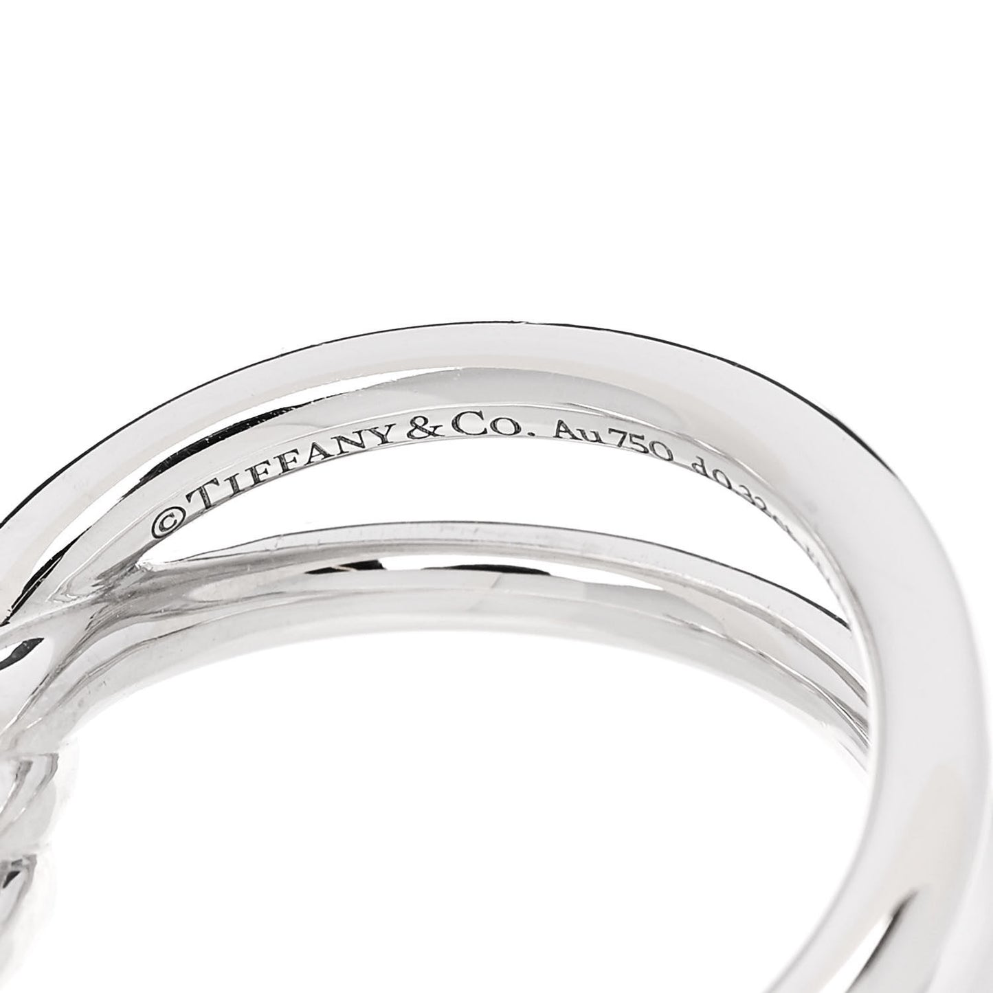 18K White Gold Diamond Double Row Knot Ring 54 7