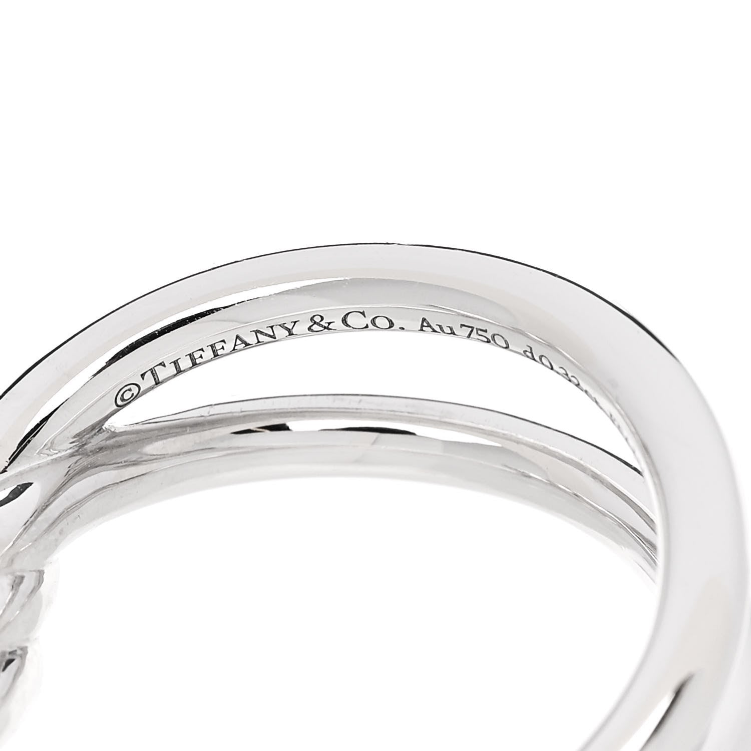 Tiffany 18K White Gold Diamond Double Row Knot Ring 54 7 4 of 5