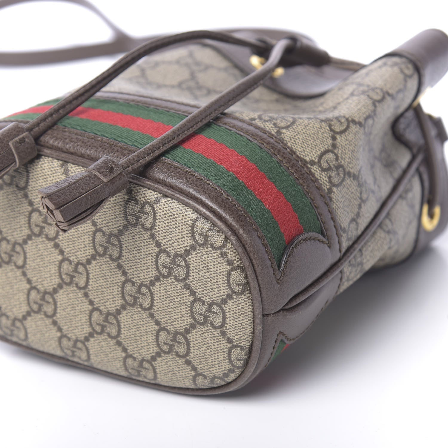 Gucci GG Supreme Monogram Web Mini Ophidia Bucket Bag Brown 14 of 14