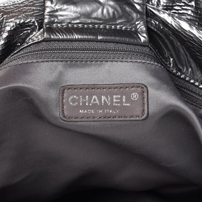 Chanel Vinyl Graphic Edge Accordion Flap Bag Silver 6 of 9