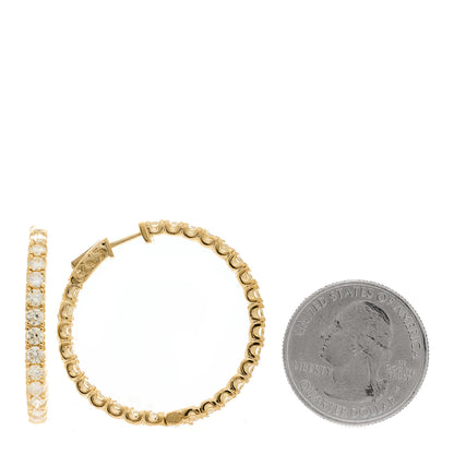Parker & West by FASHIONPHILE 14K Yellow Gold Diamond 3.64ctw Inside Out Hoop Earrings 2 of 5