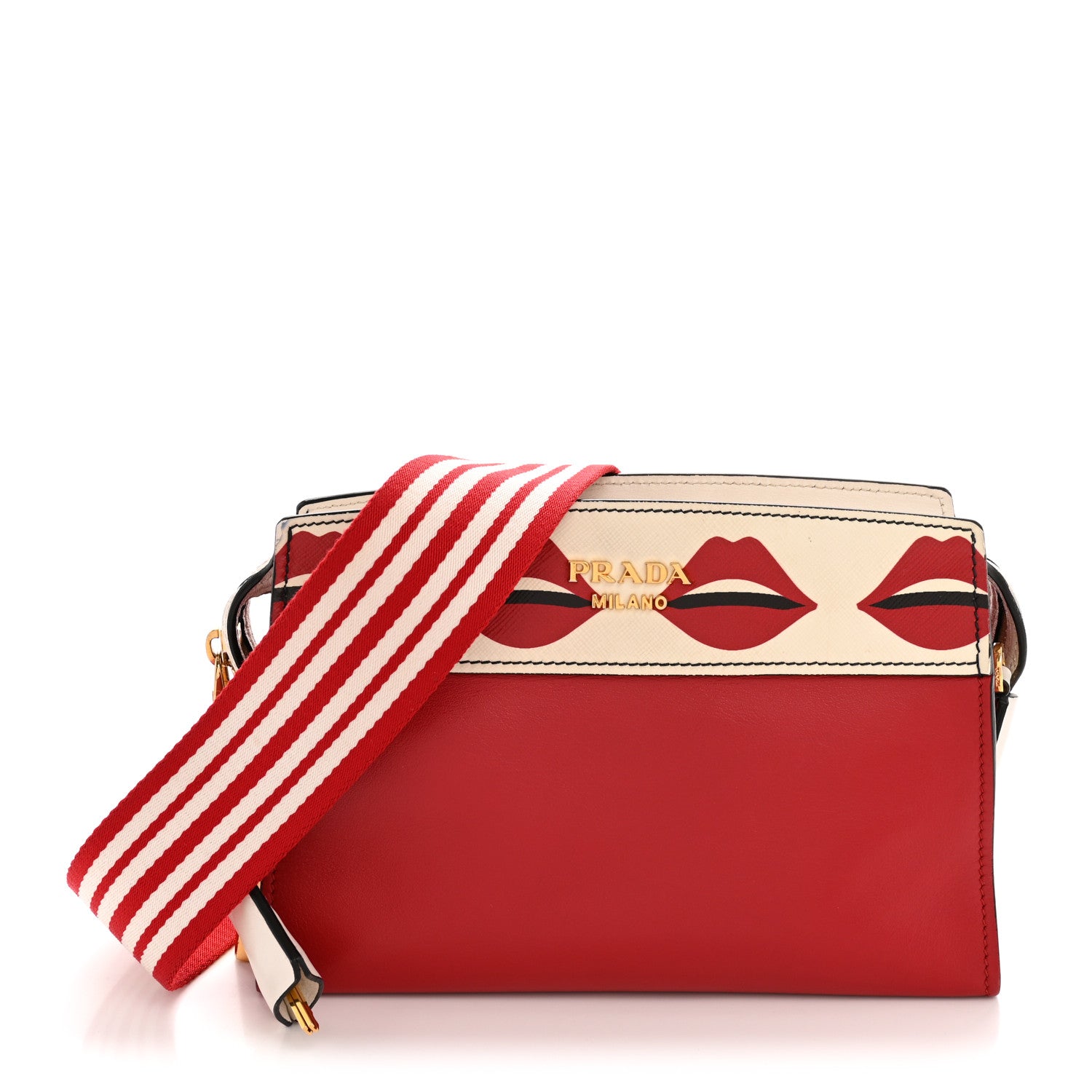 Prada City Calf Saffiano Esplanade Crossbody Bag Fuoco White 1 of 15