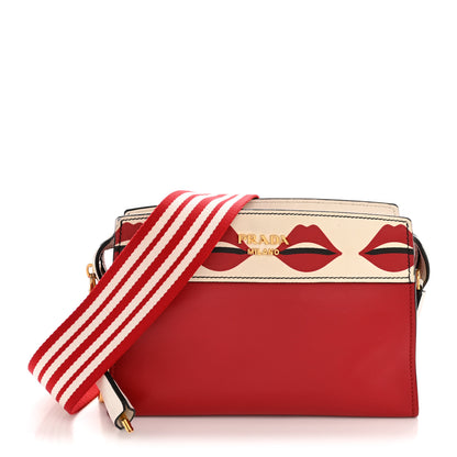 Prada City Calf Saffiano Esplanade Crossbody Bag Fuoco White 1 of 15