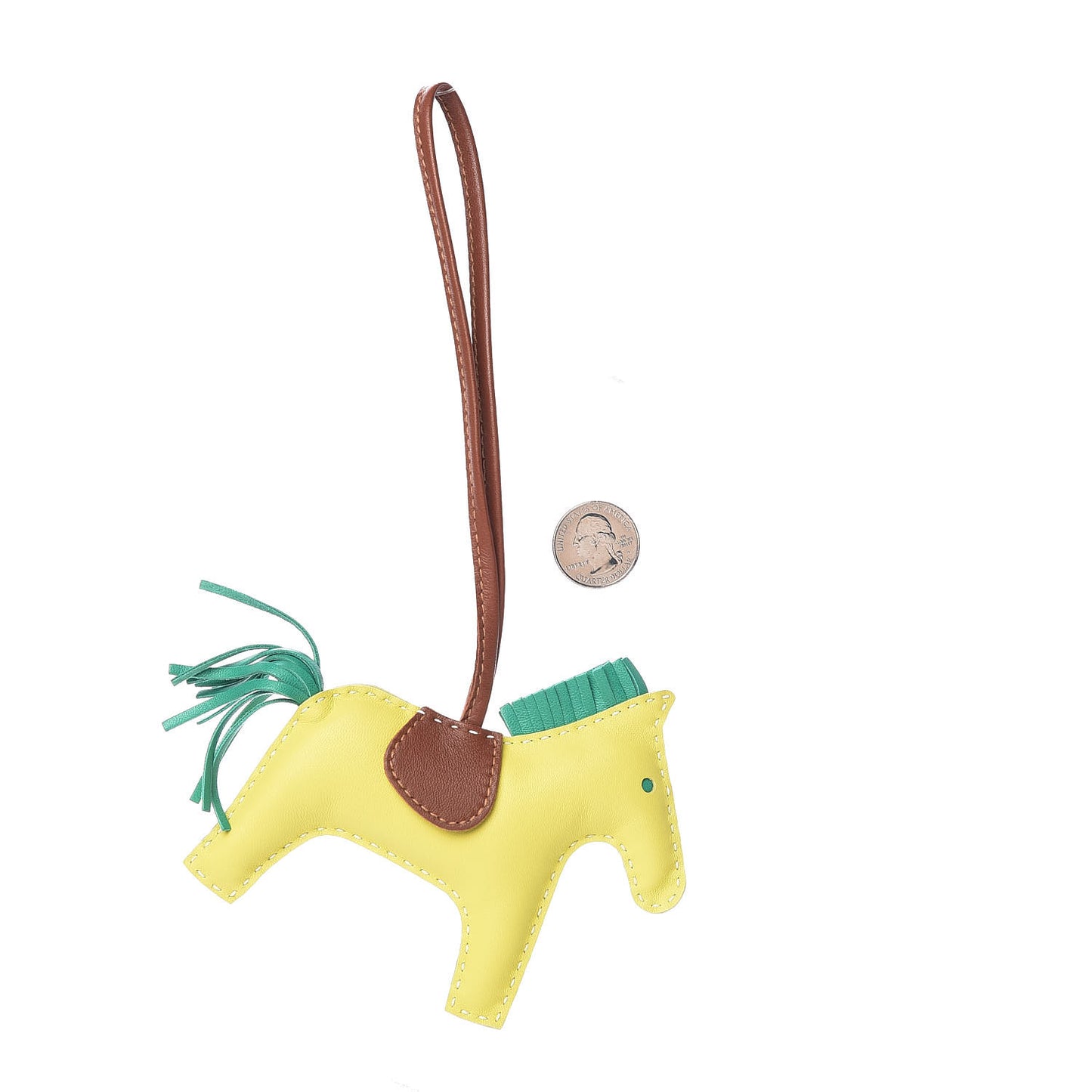 Milo Lambskin Grigri Rodeo Horse Bag Charm MM Lime Menthe Fauve