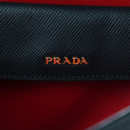 Prada Saffiano Cuir Large Double Bag Nero Black Ciliegia 6 of 18