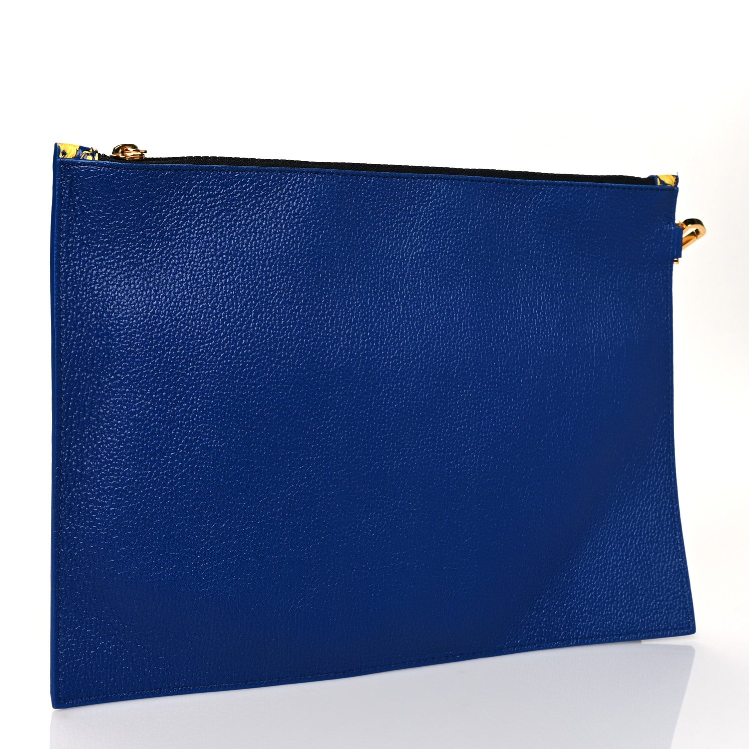 Versace Grained Calfskin Baroque Print Zip Pouch Blue 3 of 7