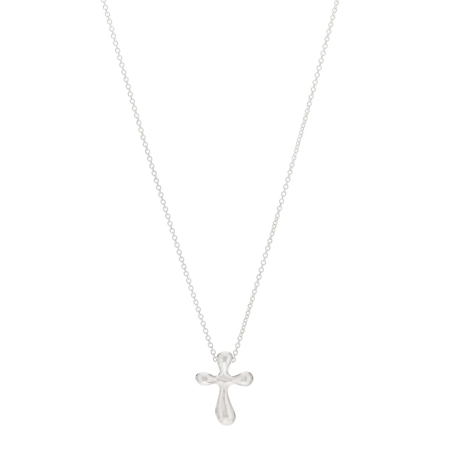 Tiffany Sterling Silver 12mm Elsa Peretti Cross Pendant Necklace 1 of 4