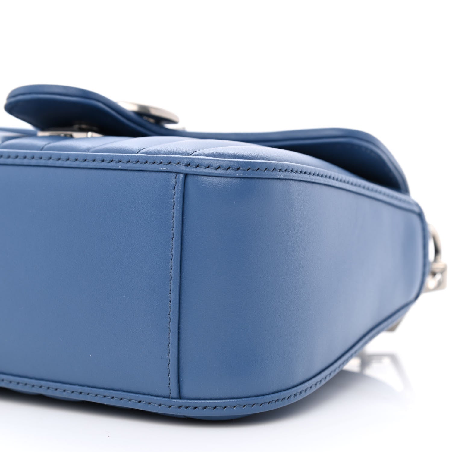 Gucci Calfskin Matelasse Aria Mini GG Marmont Top Handle Shoulder Bag Clear Blue 9 of 9