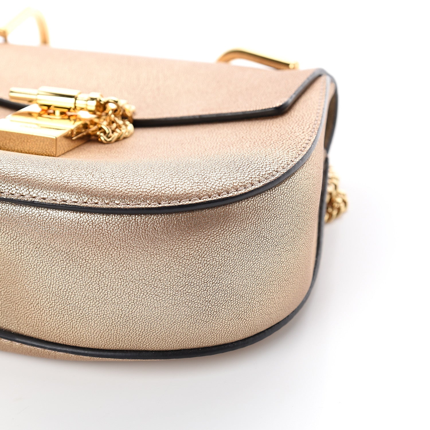 Chloe Metallic Goatskin Drew Shoulder Bag Abstract Gold 8 of 8