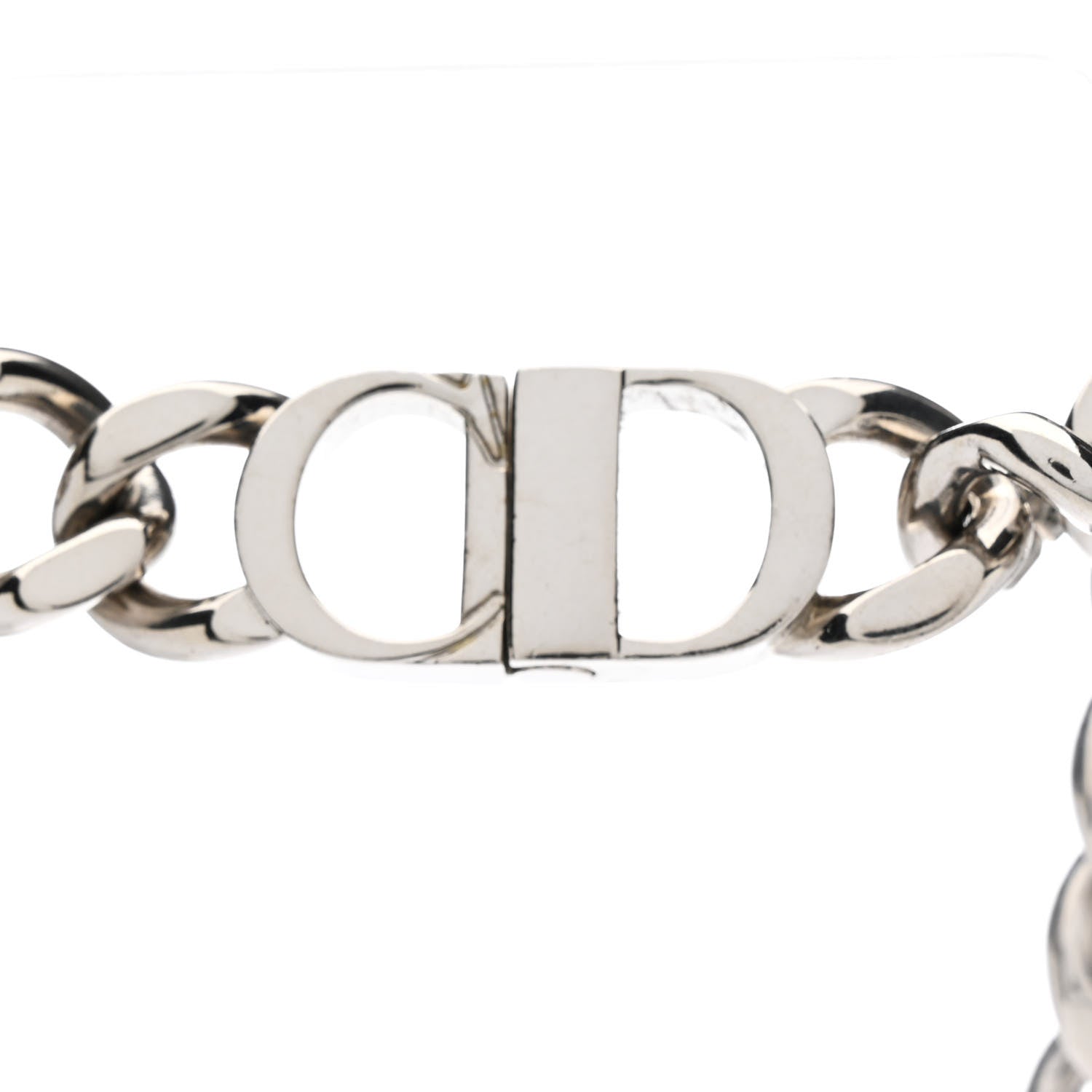 Christian Dior Brass CD Icon Chain Link Necklace Silver 5 of 6