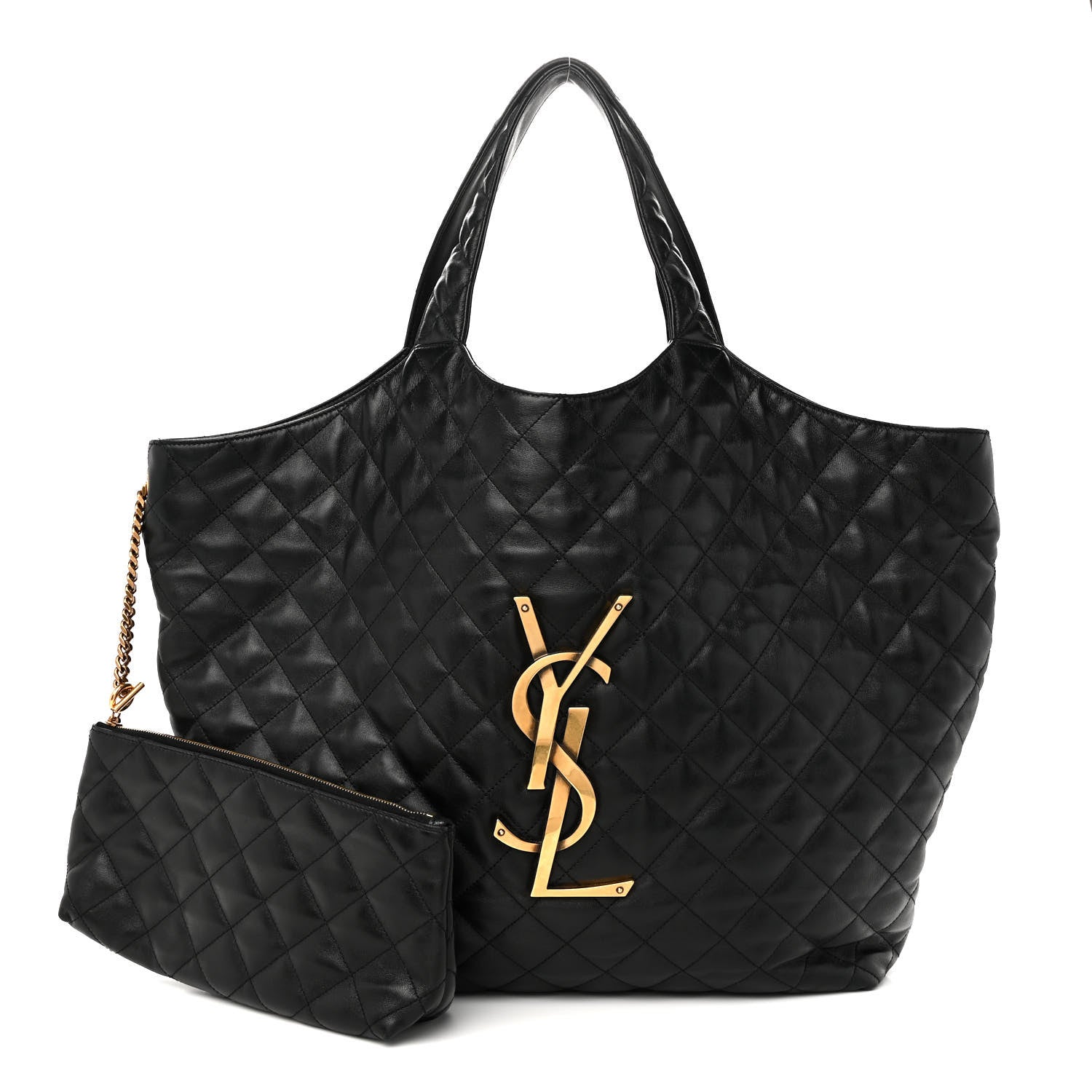 Saint Laurent Lambskin Quilted Maxi Icare Shopping Tote Black 1 of 10