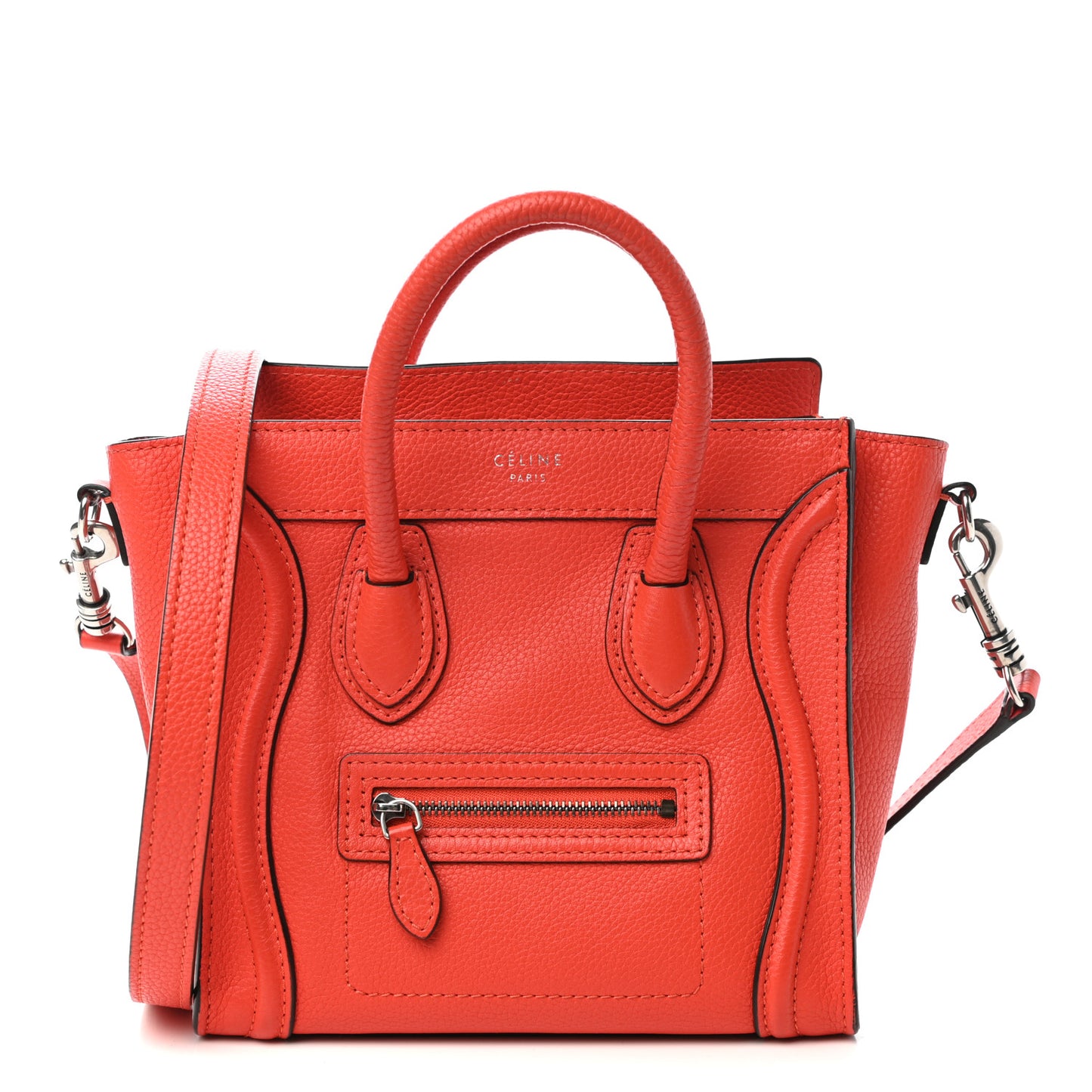 Drummed Calfskin Nano Luggage Coquelicot