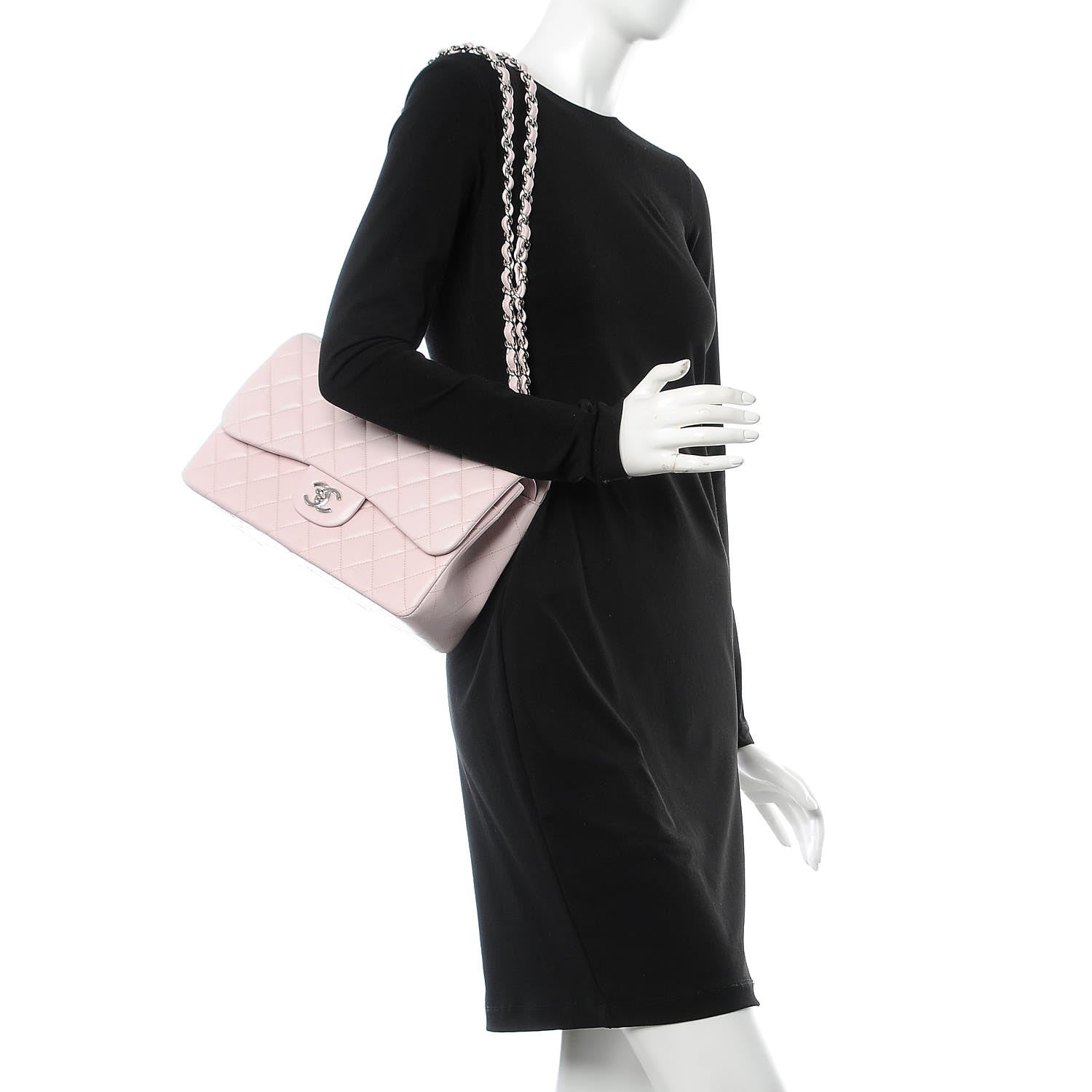 Chanel Lambskin Quilted Jumbo Double Flap Light Pink 3 of 10