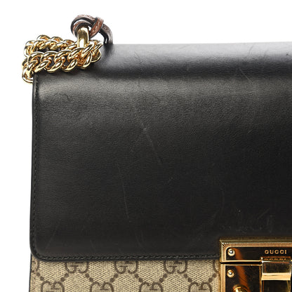Gucci GG Supreme Monogram Calfskin Medium Padlock Shoulder Bag Beige Black Cuir 9 of 17