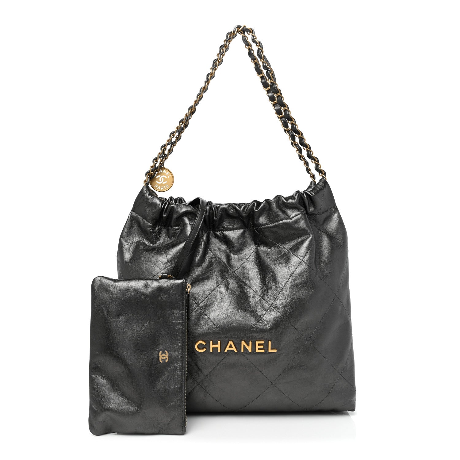Chanel Shiny Calfskin Quilted Small Chanel 22 Grey 1 of 8