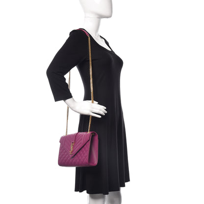Saint Laurent Grain De Poudre Medium Tri-Quilt Monogram Satchel Purple 2 of 9