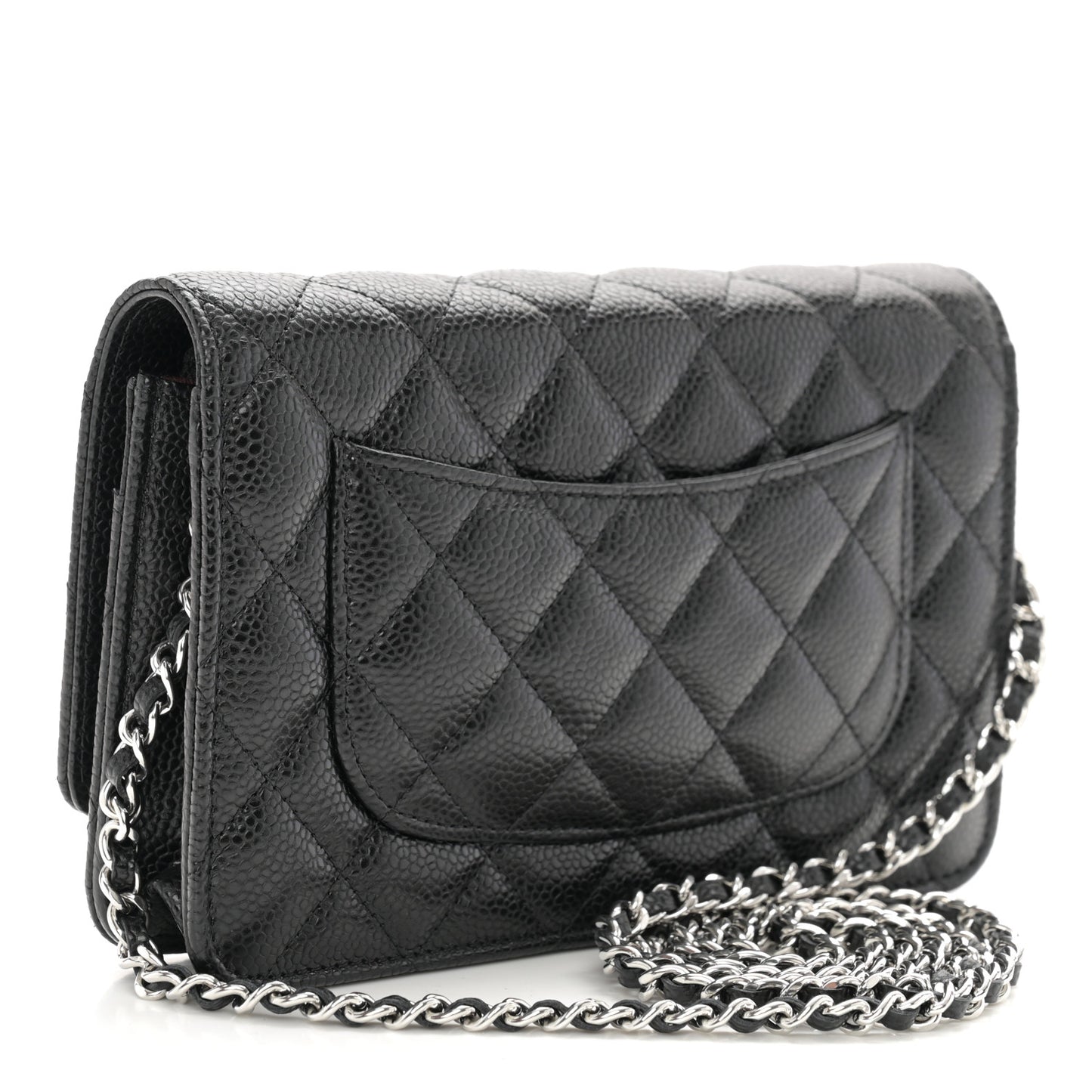 Caviar Quilted Wallet on Chain WOC Black